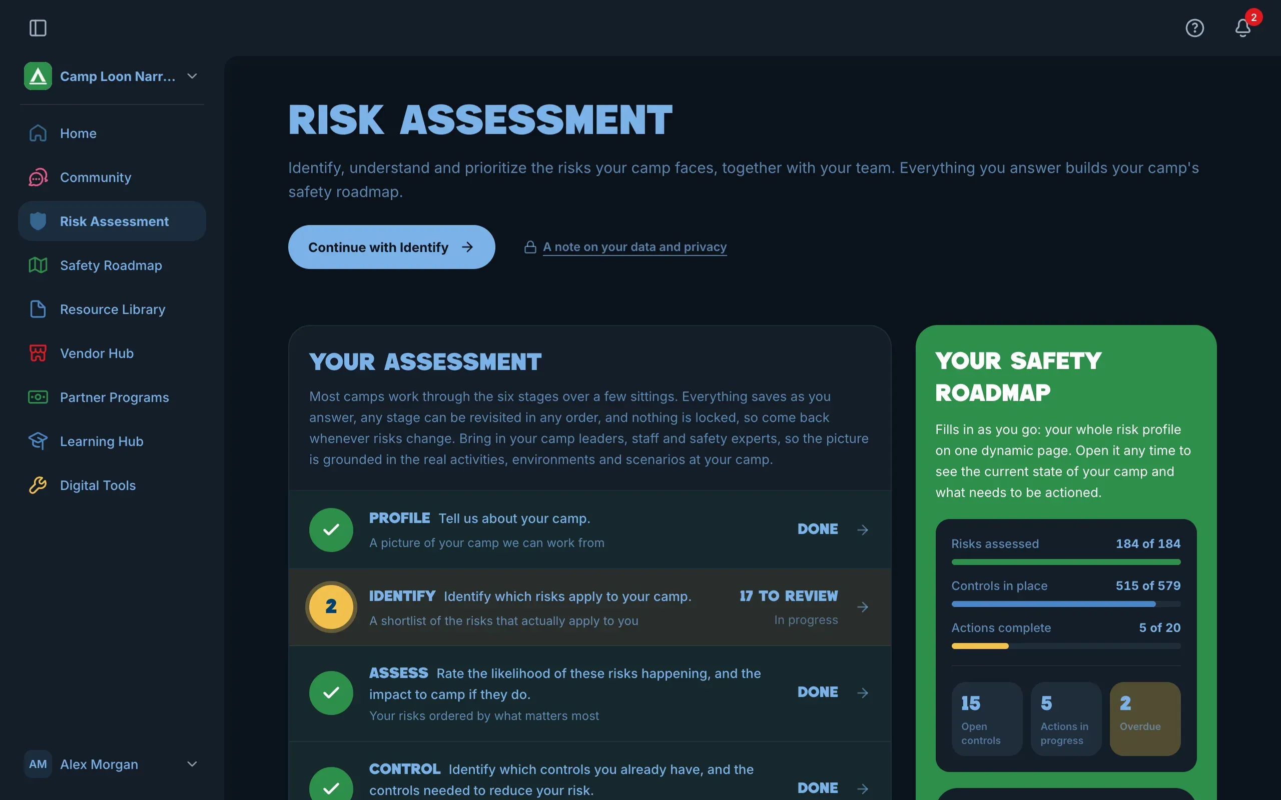 The platform in dark mode