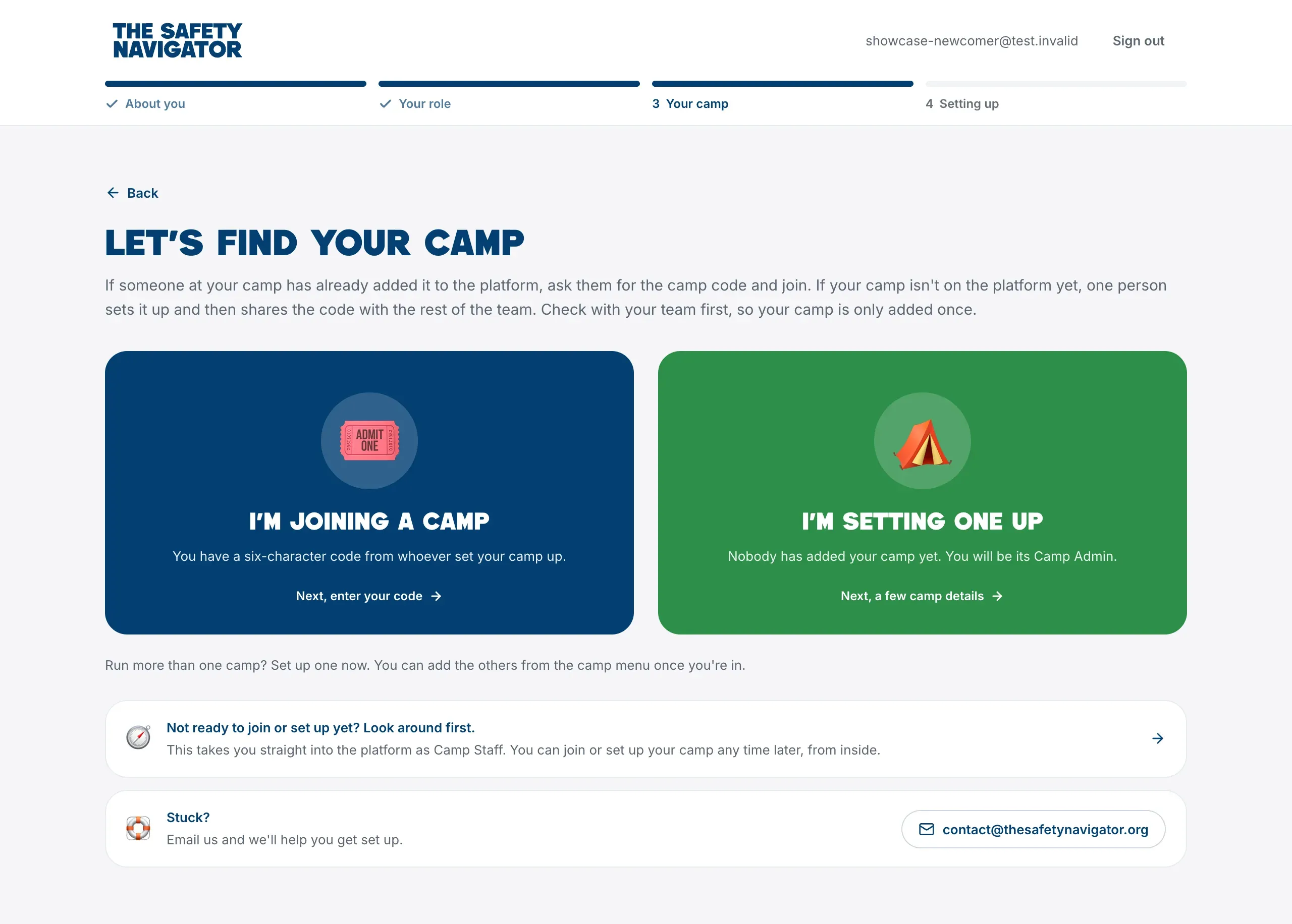 Let’s Find Your Camp, with I’m joining a camp and I’m setting one up