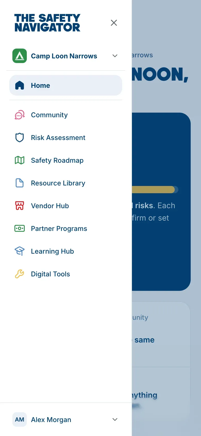 The sidebar open on a phone