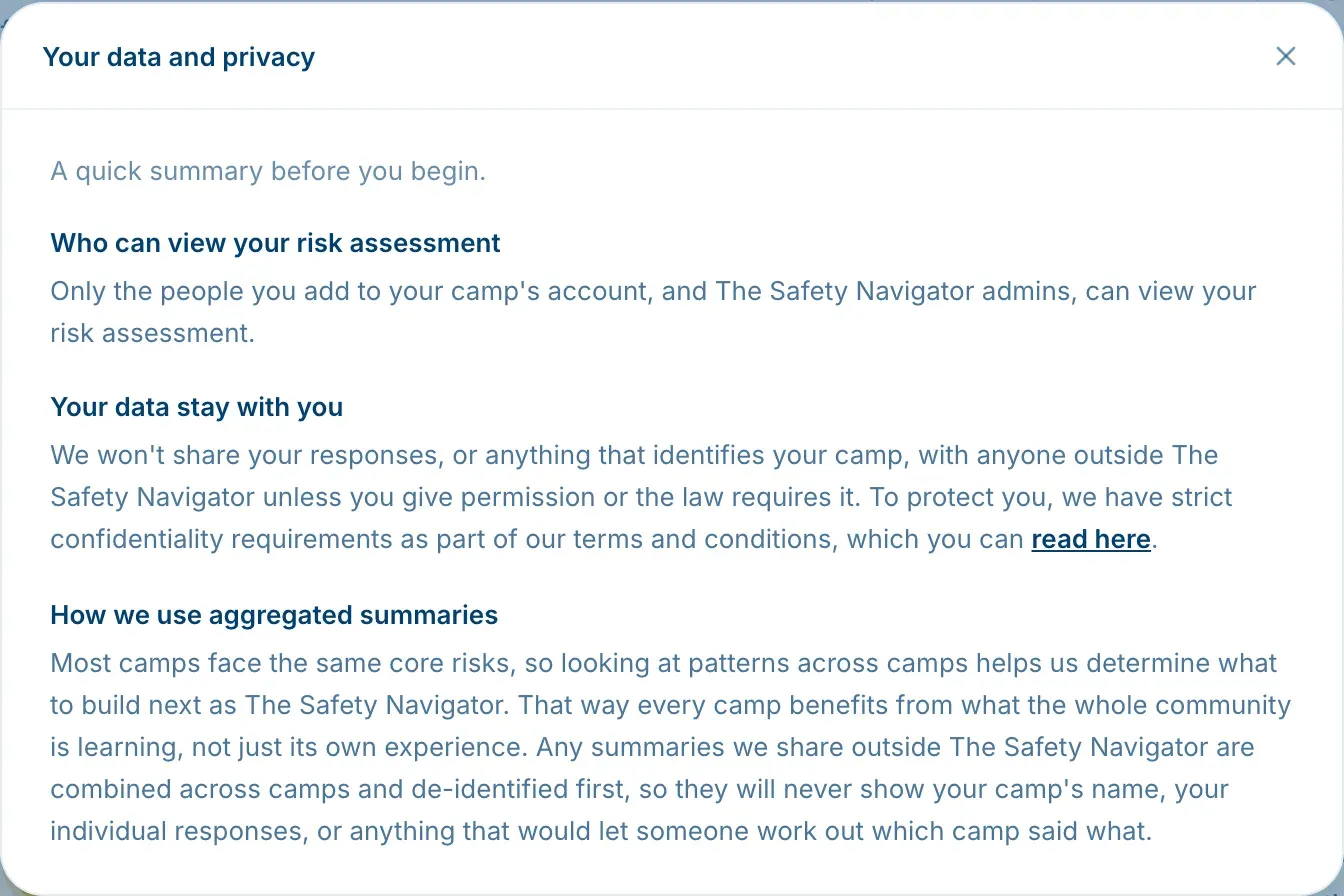 The Your data and privacy note