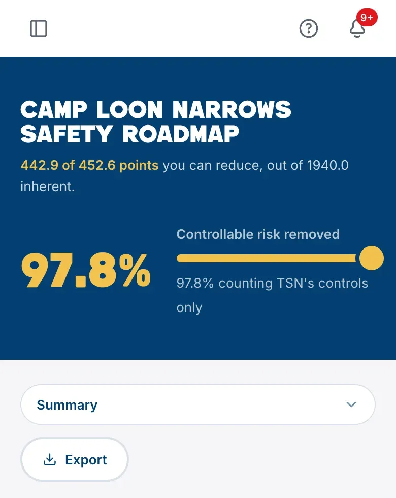 The Safety Roadmap tabs as a drop-down menu on a phone